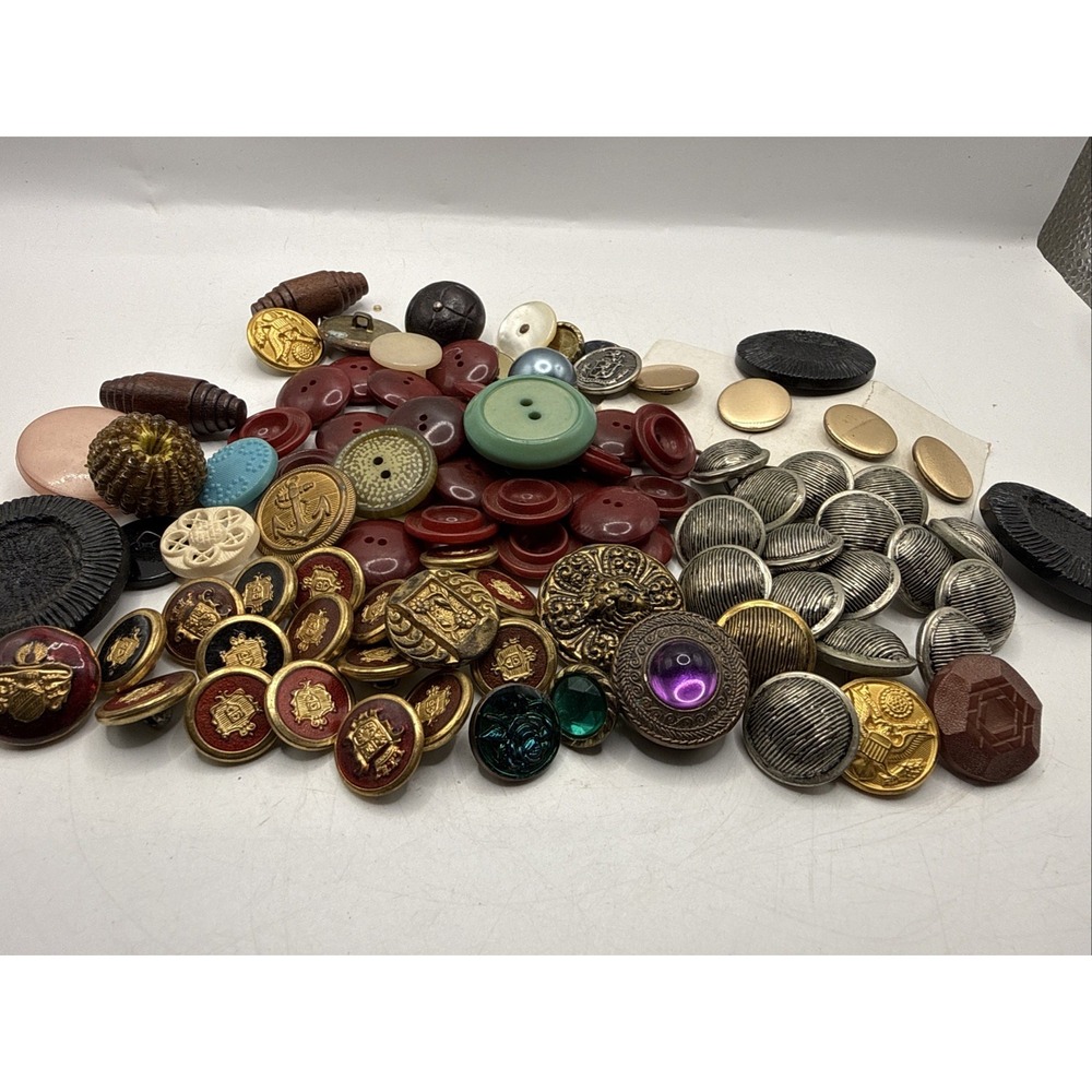 Vintage Estate Buttons Lot Various Sizes Shapes Colors and materials